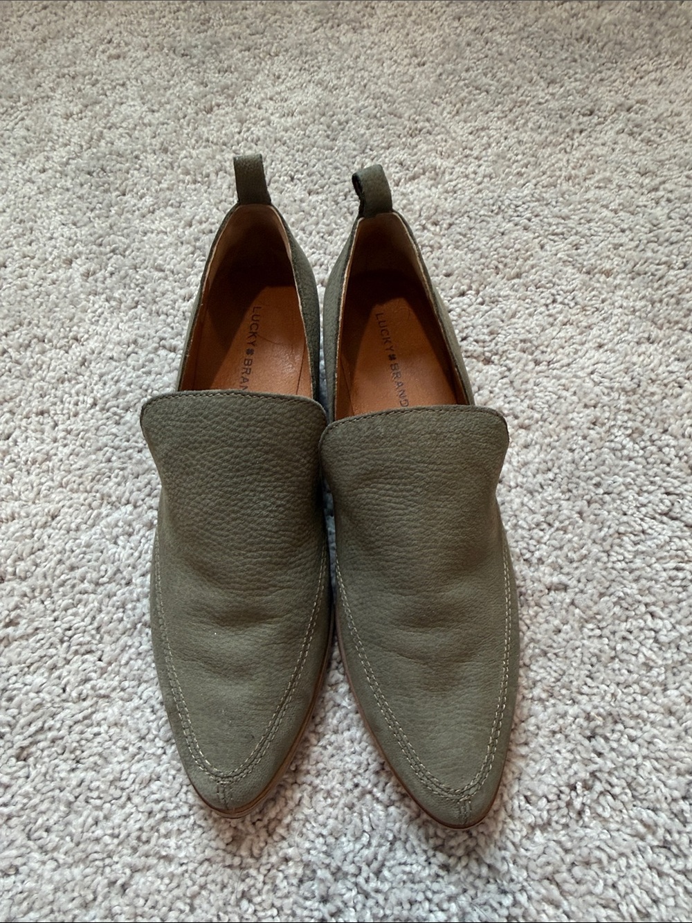 Lucky Brand Olive Green Slip-On Ankle Booties